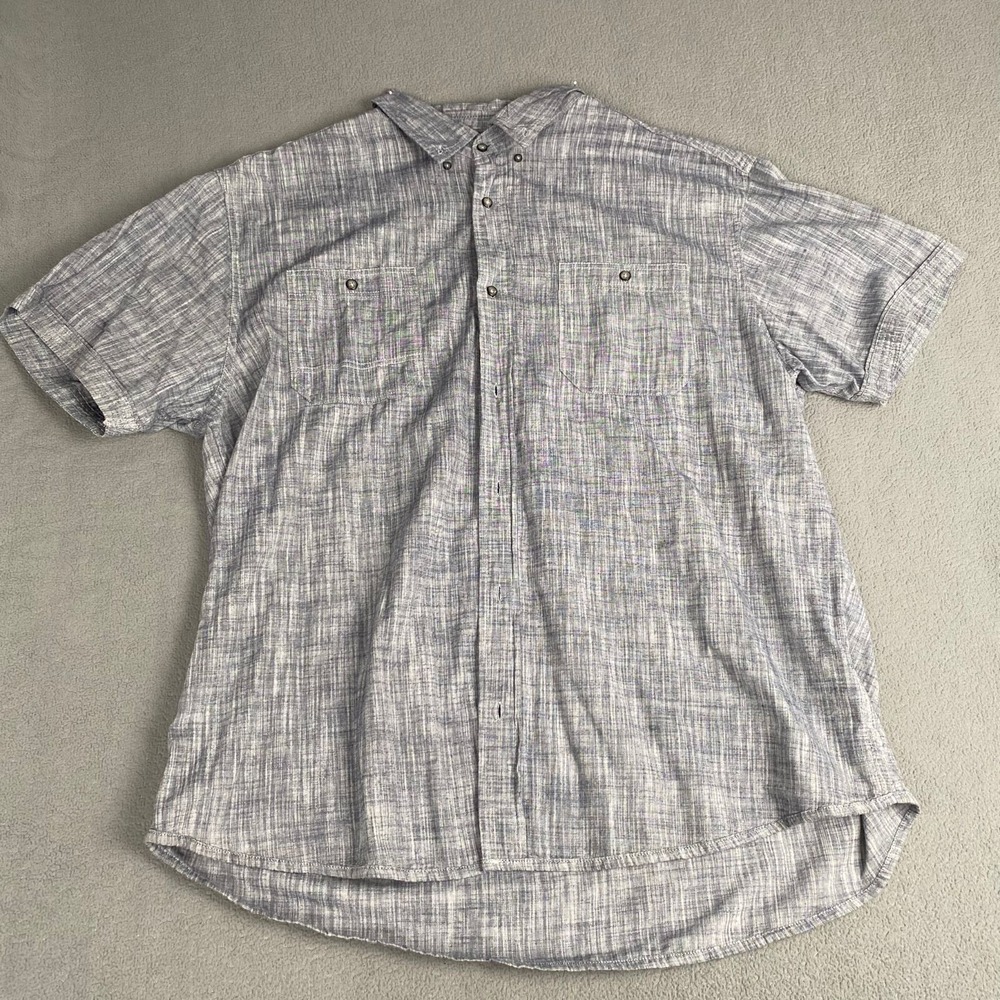 PD & C Short Men's 2X Sleeve Button Down Polo Shirt Dark Gray Denim‎ 100% Cotton